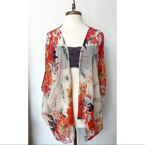 WINTER KATE Silk Sheer Floral Kimono M